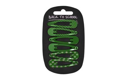 Bottle Green Patterned Hair Clips
